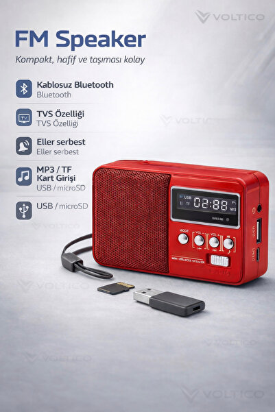 Voltico Mini Dijital Ekranlı Taşınabilir Bluetooth Hoparlör – USB Destekli, G...