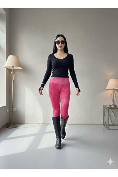 timur örme KOYU PEMBE BATİK TAYT