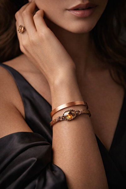 İyyaKee Zultanit Taşlı & Sade Bakır Bileklik Ve Yüzük Seti – Renk Değiştiren ...