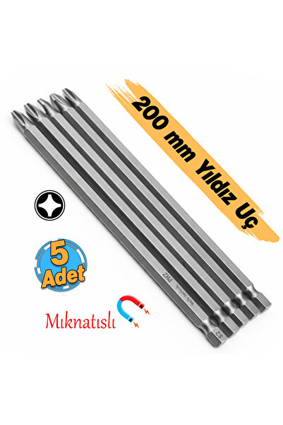 Badem10 (5 Adet) Tayvan Çeliği Mıknatıslı Yıldız PH2 Bits Uç Manyetik 1/4" Ma...