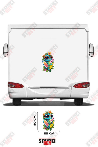 STİCKERCI BEY ملصق كارافان بتصميم بعجلات وصورة أفعى الحرباء