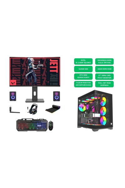 RAMTECH BİLGİSAYAR PRİMEFORCE İ5 11400F Rtx 3050 16GB Ram 512GB SSD 27'' 180H...