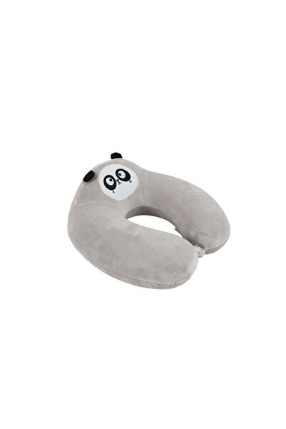 Midi Neck Travel Pillow - Cartoon Panda Design - Gray