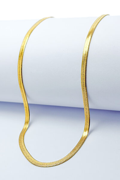 DEARWİSH Gold Color Crushed Italian Model 316L 60 cm Stainless Steel Chain