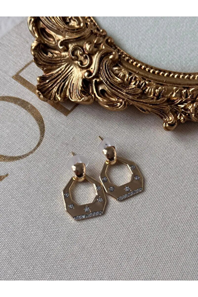 LEROSY CO. Minimal Zircon Stone Gold Plated Stainless Steel Earrings