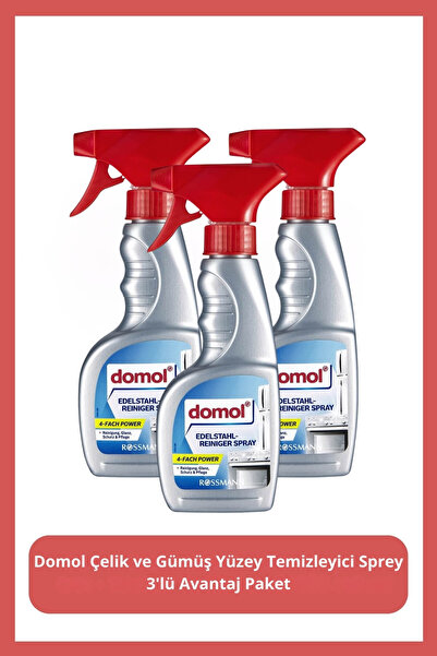 DOMOL Çelik Ve Gümüş Temizleyici Sprey 3'lü Avantaj Paket