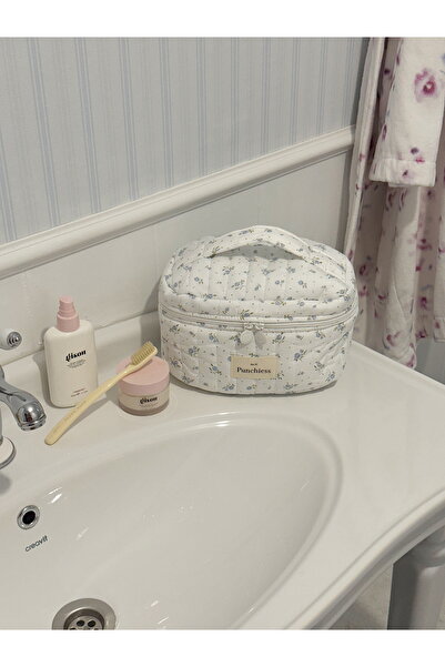 Punchiess Blue Meadow Travel Makeup Bag
