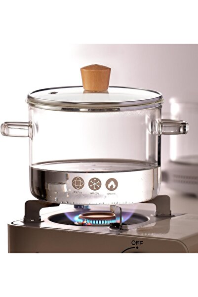 OEM Borosilicate Glass Pot By DBR® 1.8 L, Heat-resistant, with Lid, Resistant...