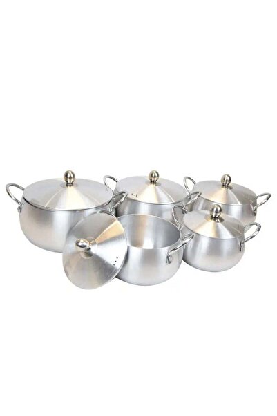 Türkiye 5 Pieces Belly Shape Cooking Pot Cookware Set With Two Handles Silver