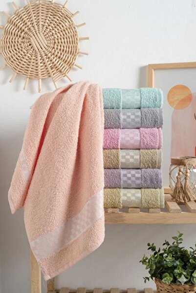 TİTANEV 6 Pieces of Checkerboard Hand and Face Towels 50X90