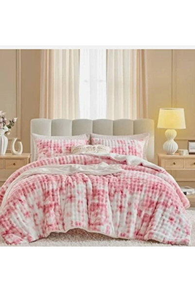 Romania Thick Comforter with Artificial Rabbit Fur Face 200X230cm, 2 Pillowca...