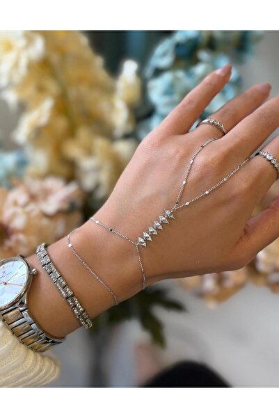 Ceso Accesories Geometric Figured Stone Silver Color Shahmeran