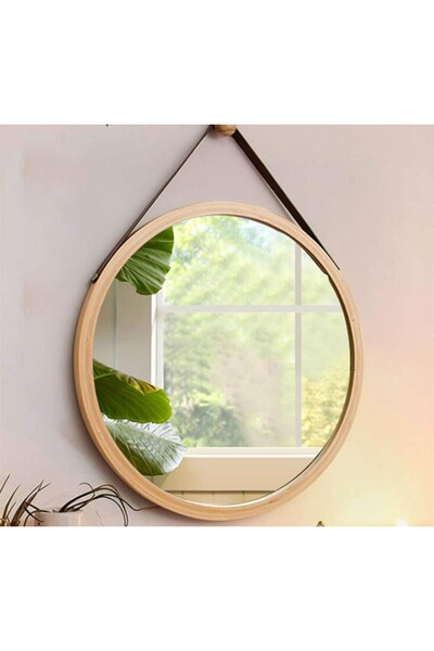 OEM Adjustable Wall Mirror 38x38 cm – Glass and Bamboo, Modern Design