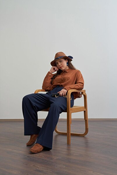 ALLDAY Сині штани з плісированим переднім краєм з полівіскону