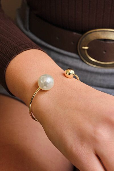 ByFlorya Jewelry Vip Pearl and Metal Bulk Bracelet Free Size Adjustable Front...