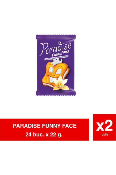 Paradise Biscuiți Paradis Funny Face cu vanilie 2 x 24 buc. x 22 g
