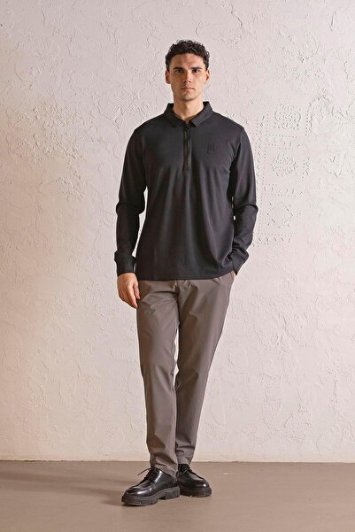 GMG FIRENZE Polo Yaka Siyah Erkek Sweatshırt GU25MFW08022