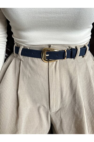 LİA KEMER Jewel Plain Patterned Suede Women's Gold Buckle Belt Jacket Belt Dr...