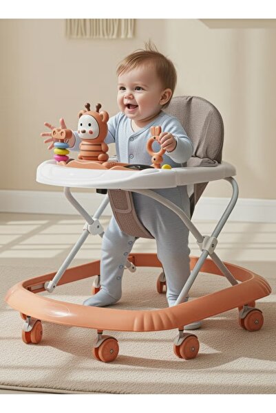 BAYBEE مشاية زيجي للأطفال مزودة بقضيب موسيقي دوار 360 درجة و3 مستويات ارتفاع ...