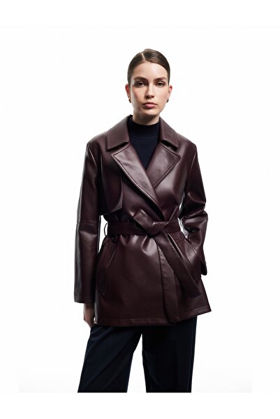 Koton Trenci din piele artificială cu două rânduri de nasturi cu mânecă lungă...