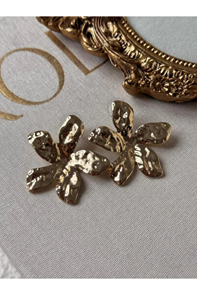 LEROSY CO. Gold Plated Stainless Steel Earrings with Flower Figures