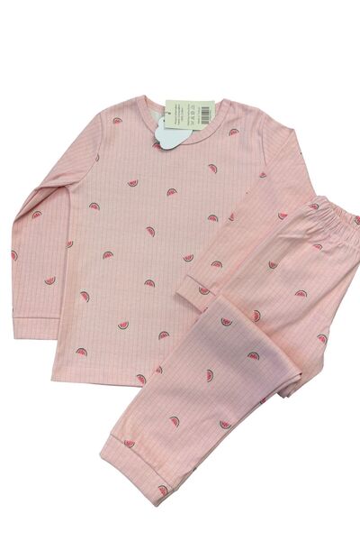 mışıl mışıl kids Pink Watermelon Patterned Girls' Cotton Pajama Set