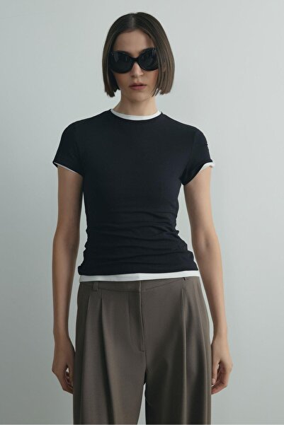 Suud Collection Black Skinny Fit Basic T-Shirt