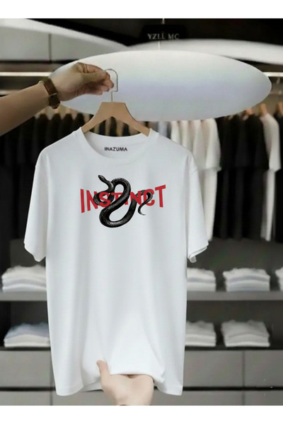 İnazuma Outdoors Unisex Oversized Printed Cotton Crew Neck Short Sleeve White...