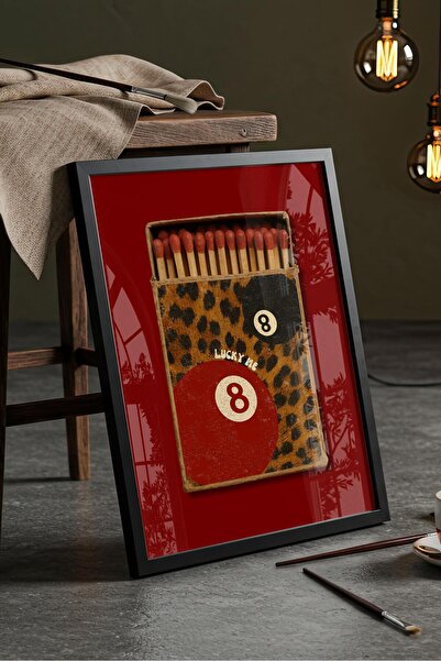 Buka Shops "Lucky Me" Leopar Kibrit Kutusu - Siyah Çerçeveli Tablo