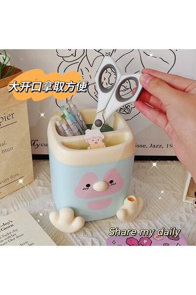 Livava Cute Penguin Desktop Organizer & Mini Pen Holder Adhesive, Kawaii Room...