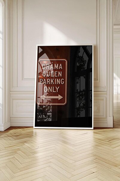 Buka Shops Retro "Drama Queen" Tabelası - Beyaz Çerçeveli Tablo