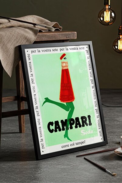 Buka Shops Vintage İtalyan Aperatif Sanatı - Siyah Çerçeveli Tablo