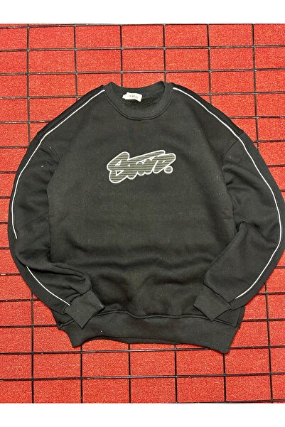 NAxE Men's Clothing Erkek Regular Beyaz Çizgi Detaylı Siyah Uzun Kol Bisiklet...