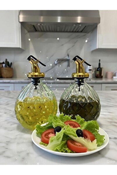 Trend Home Life 2 Li Gold Drip-Free Cap Crystal Elegance Glass Olive Oil Sunf...