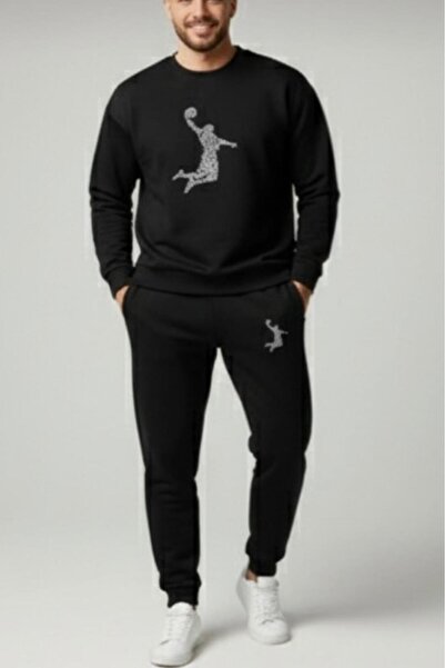 NO 601 Men's Basketball Figure Crew Neck Tracksuit Bottom - Top Set