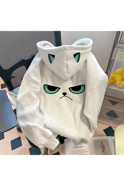 dwnwear Women/Unisex Funny Angry Face Petrol Blue Indigo Hoodie