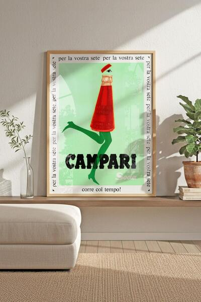 Buka Shops Vintage İtalyan Aperatif Sanatı - Ahşap Çerçeveli Tablo