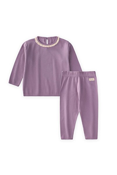 Cigit Lace Long Sleeve Transitional Piece Set 0-3 Years Lilac