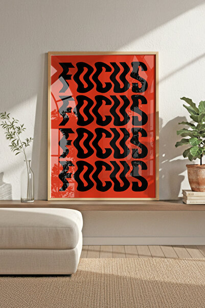 Buka Shops Retro Tipografi "FOCUS" - Ahşap Çerçeveli Tablo