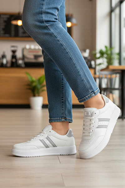 WALKWAY 163 Lace-Up White Gray Unisex Sports Shoes