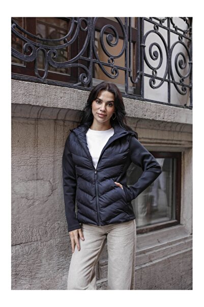 Elif Özbey Butik Siyah Dalgiç Detaylı Şişme Zr Mont