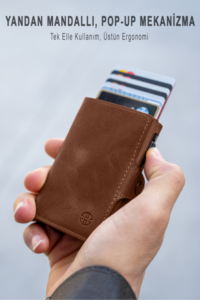 Trusador Palermo Koyu Taba Mekanizmalı Kartlık Hakiki Deri Cüzdan Unisex Kadı...