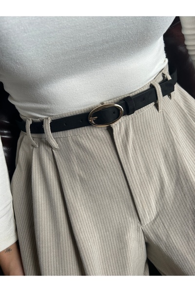 LİA KEMER Eminent Long Ring Patterned Suede Women's Gold Buckle Belt Jacket B...