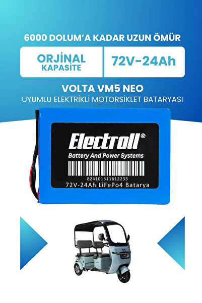 ELECTROLL Volta Vm5 Neo Uyumlu Batarya (Standart Kapasite) LiFePO4 72V 24Ah E...