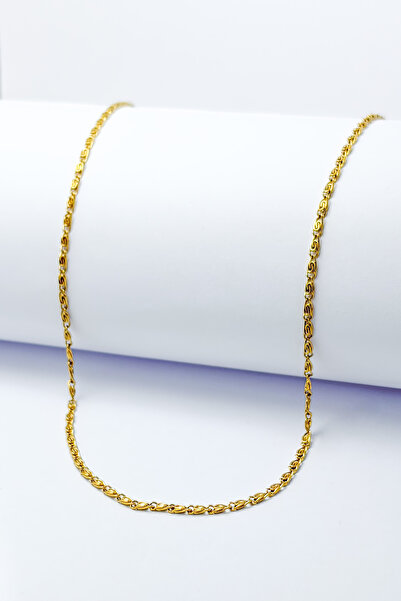 DEARWİSH Gold Color Crushed Jewelry Model 316L 60 cm Stainless Steel Chain