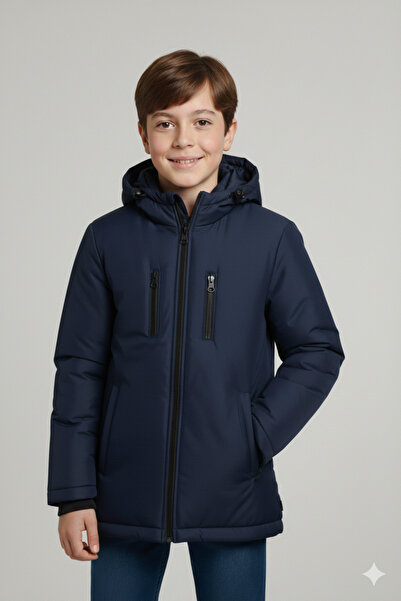 river green Erkek Çocuk Rüzgar Geçirmez Elyaflı Çift Cepli Kapüşonlu Astarlı ...