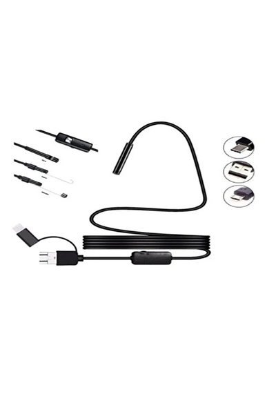 Vothoon Endoskop Yılan Video Kamera Led'li 10 Metre 7 Mm Sert Kablo
