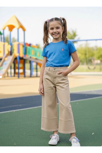 Kids Bol paça keten kız pantolon