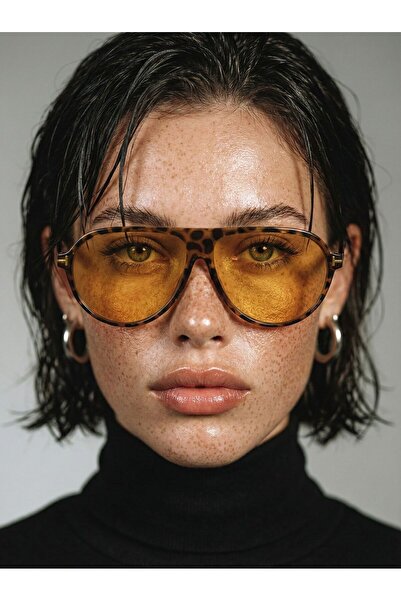 Angel Eyes Pilot Leopard Pattern Orange Glass Uv400 Protection Sunglasses