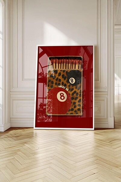 Buka Shops "Lucky Me" Leopar Kibrit Kutusu - Beyaz Çerçeveli Tablo